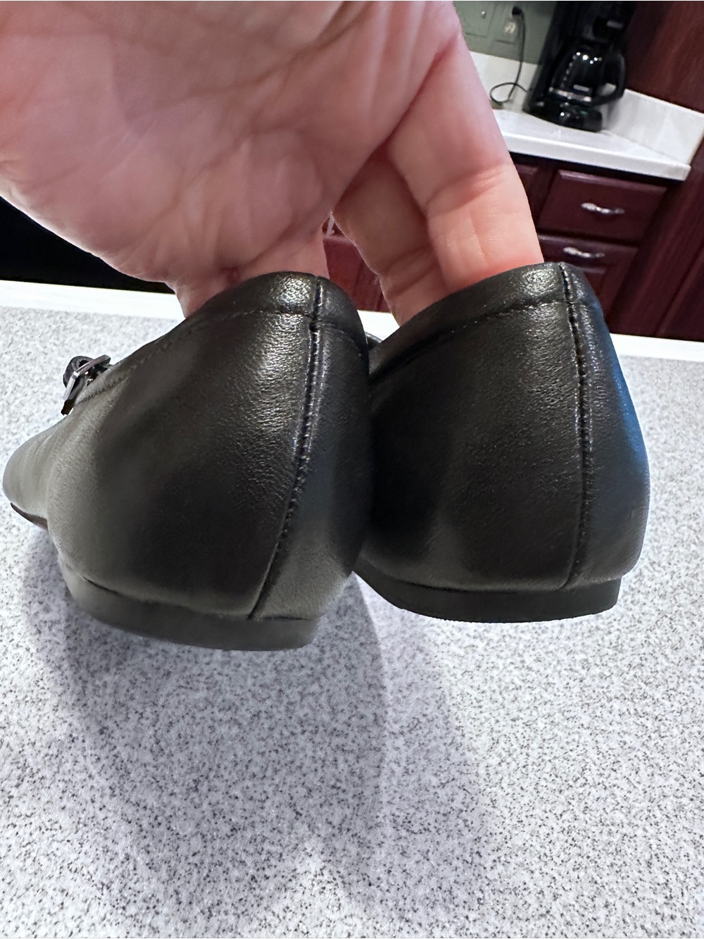 Calvin Klein 6.5M Black Leather Mary Jane Flats with Strap - great condition! - Picture 3 of 12